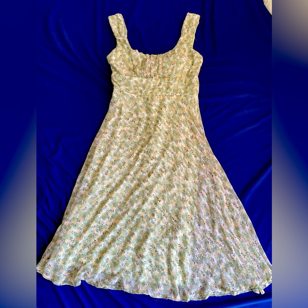 Green and Yellow Floral Dress